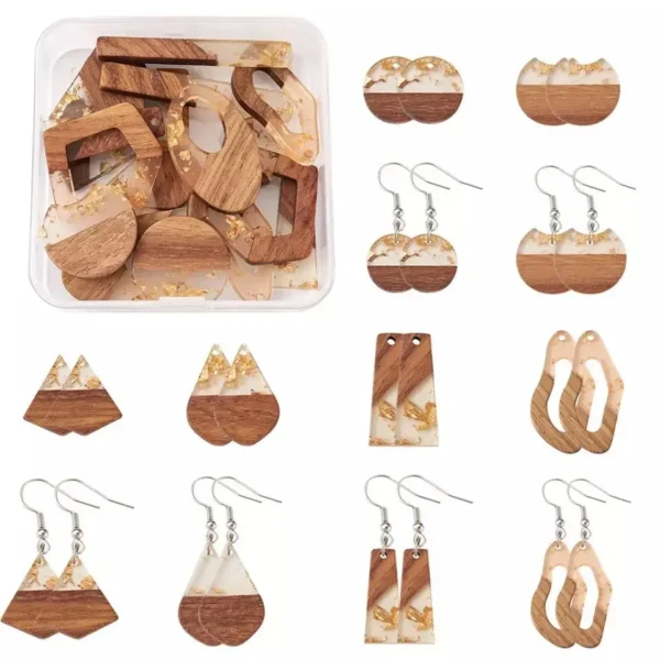 Bracelet Making Kit: Resin & Wood Pendants for Earrings