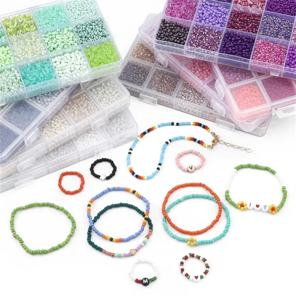 15 Colors Glass Beads Bracelet Making Kit with Storage Box - Image 6