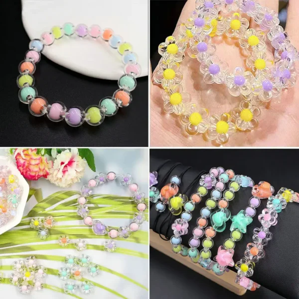 Bracelet Making Kit - 177PCS Acrylic Star & Heart Beads - Image 5
