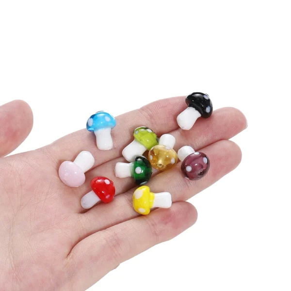 Bracelet Making Kit - 100 Glass Mushroom Beads, 10 Colors - Image 2