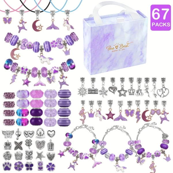 Bracelet Making Kit: Purple Unicorn Jewelry Set