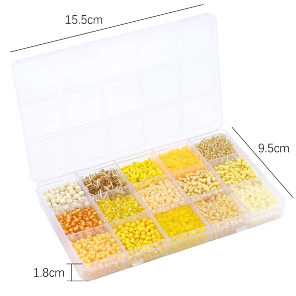 15 Colors Glass Beads Bracelet Making Kit with Storage Box - Image 3