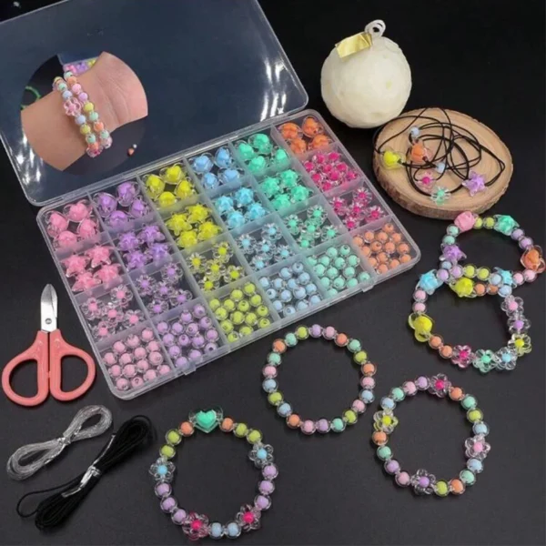 Bracelet Making Kit - 177PCS Acrylic Star & Heart Beads