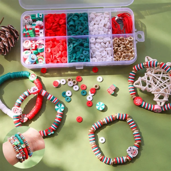 Bracelet Making Kit - Christmas Soft Clay Beads Set - Image 4