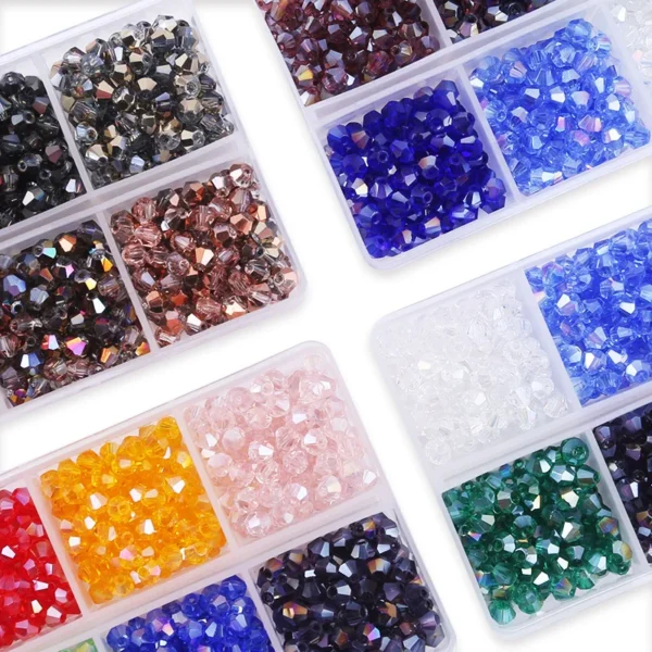 Bracelet Making Kit – 600pcs 4mm Plated Bicone Beads