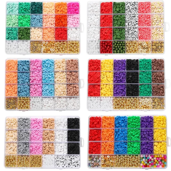 Bracelet Making Kit: 3440-3740pcs Clay & Pearl Beads