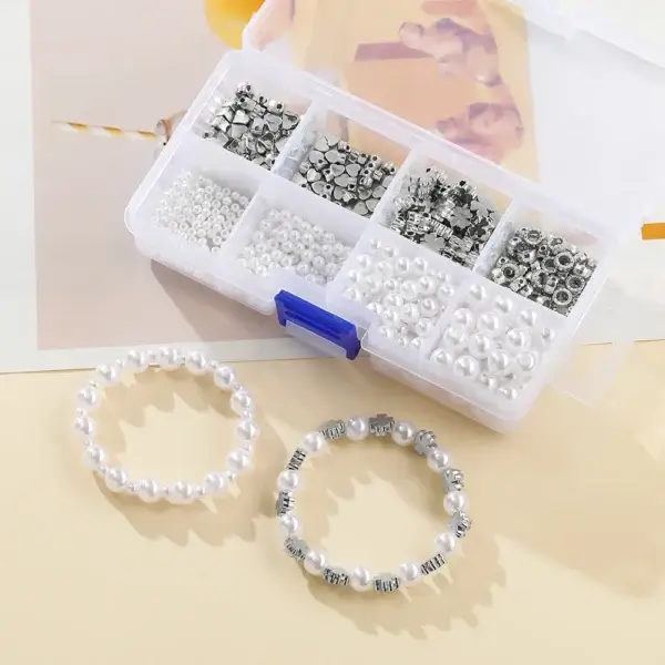 Bracelet Making Kit: 540pcs Pearl & Heart Beads - Image 4