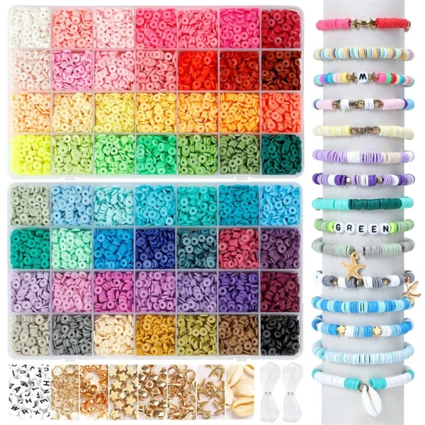 Bracelet Making Kit - 56 Color Clay Beads for Jewelry