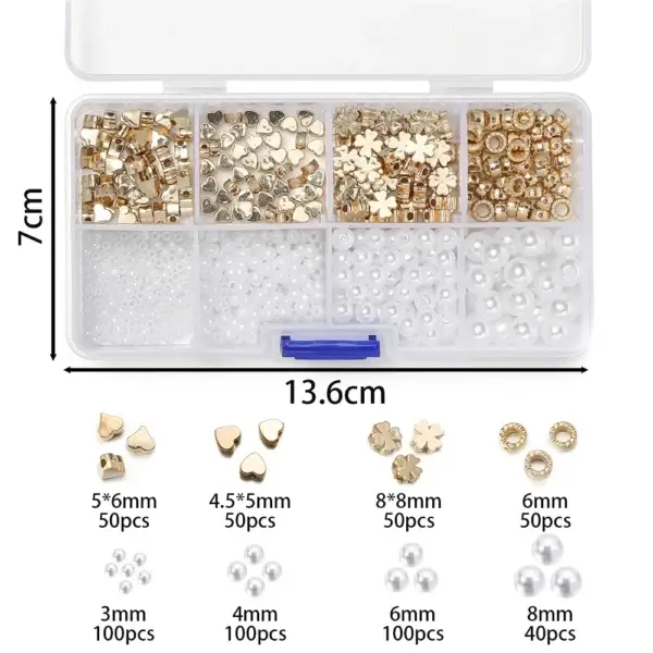 Bracelet Making Kit: 540pcs Pearl & Heart Beads - Image 2