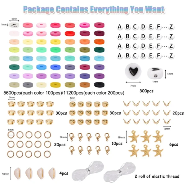 Bracelet Making Kit - 56 Color Clay Beads for Jewelry - Image 2
