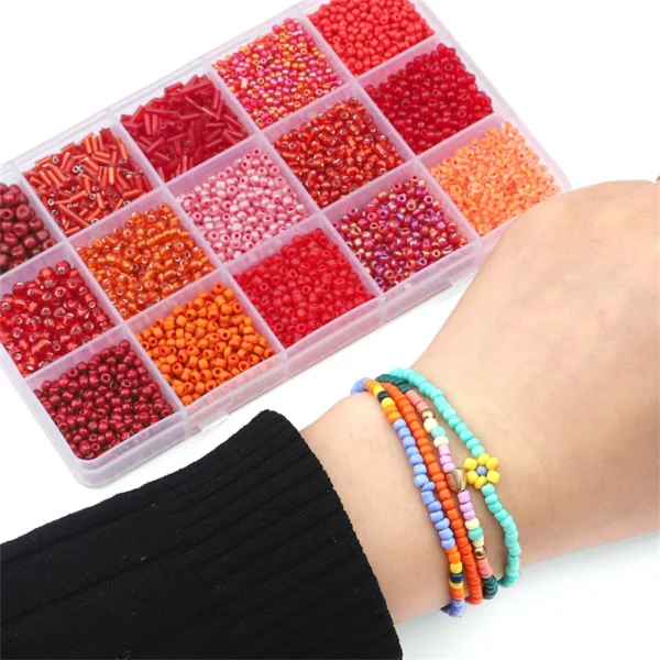 15 Colors Glass Beads Bracelet Making Kit with Storage Box - Image 5