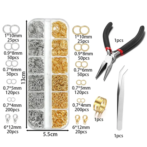 Bracelet Making Kit - 930pcs Jump Rings, Clasps, Pliers - Image 2