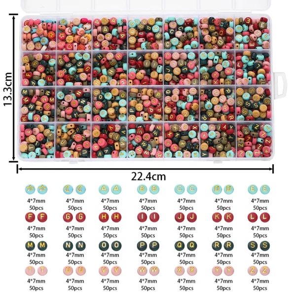 Bracelet Making Kit - 1400pcs Alphabet & Heart Beads - Image 2