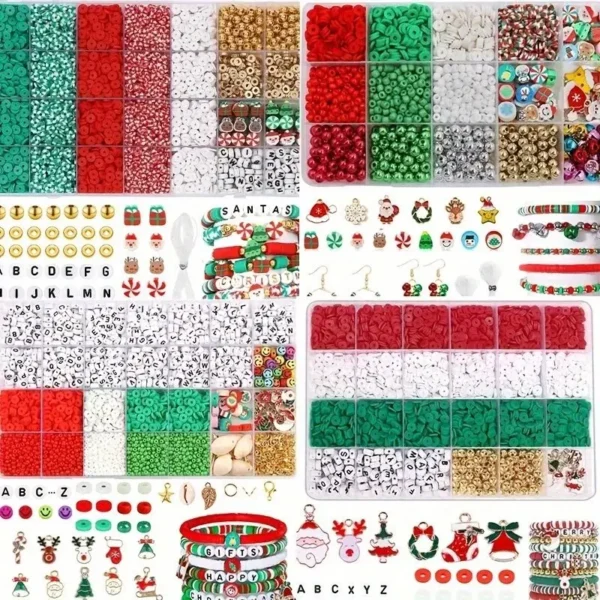 Bracelet Making Kit With Beads & Xmas Charms