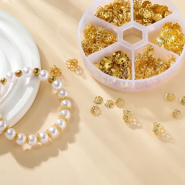 Bracelet Making Kit - 650pcs Flower Bead Caps